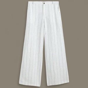 Madewell The Zoe Women’s Relaxed Wide Pant 100% Linen Blue/White Stripe Size 4
